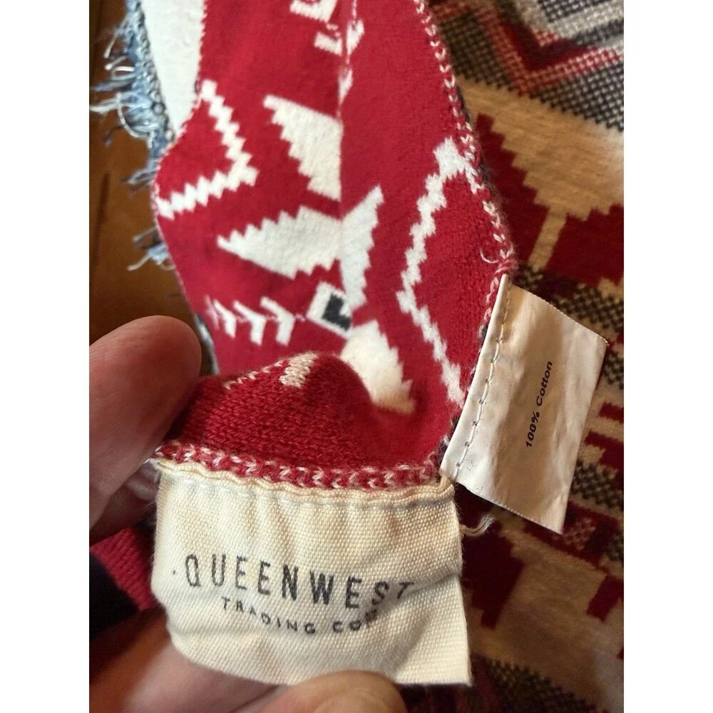 Queenwest Trading Co Cotton Throw Blanket Snowflake Gray White Red 50 X 60